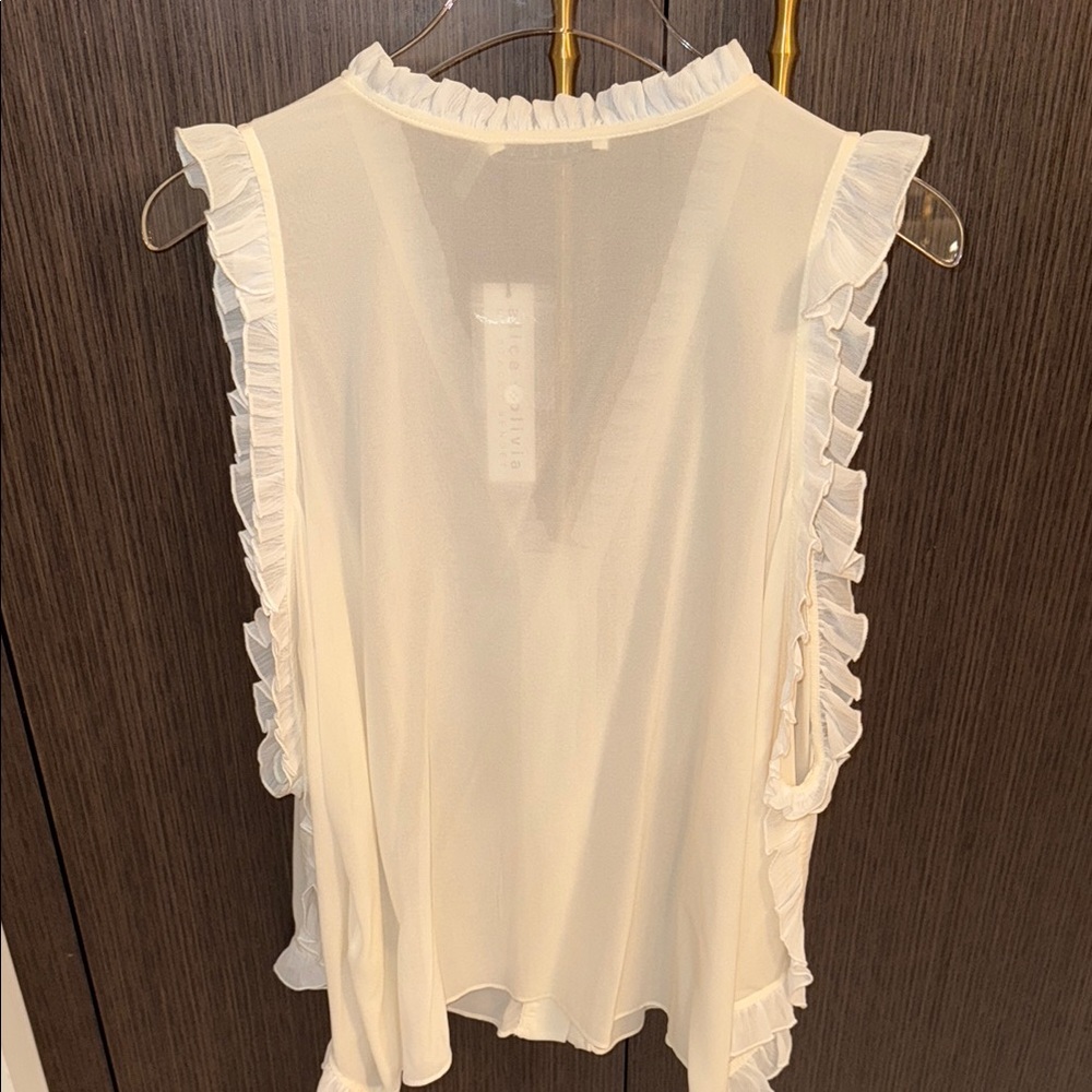 Alice + Olivia Cream Cold Shoulder Blouse - Picture 16 of 16